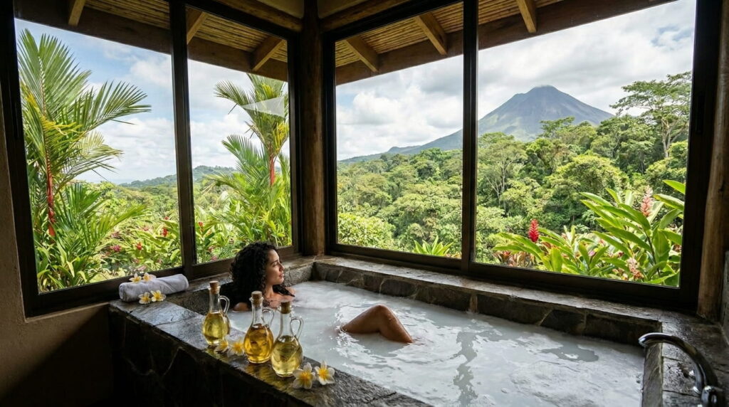 mujer haciendo hidroterapia con aceite de coco